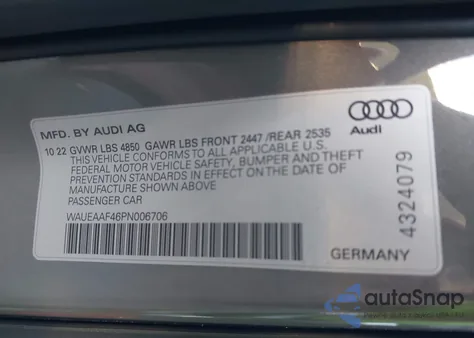 2023 Audi A4 Premium Plus 45 Tfsi S Line Quattro S Tronic z USA, uszkodzony, nr VIN WAUEAAF46PN006706